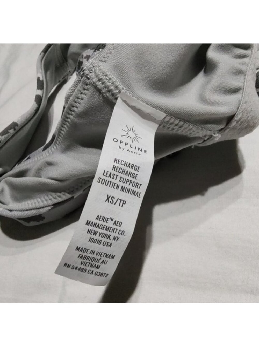 Offline by Aerie Gray Leopard Recharge Sports Bra XS Least Support Unpadded - Picture 6 of 7